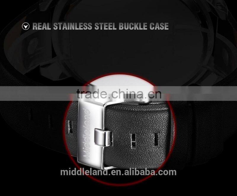 2015 hot fashion double time watch cheap leather band watches
