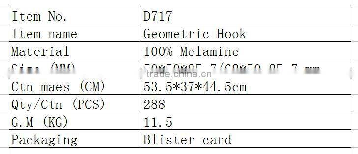 D717 D723 2015 New Product Plstic Hook Wall Hook Houseware Colorful Coat Hook