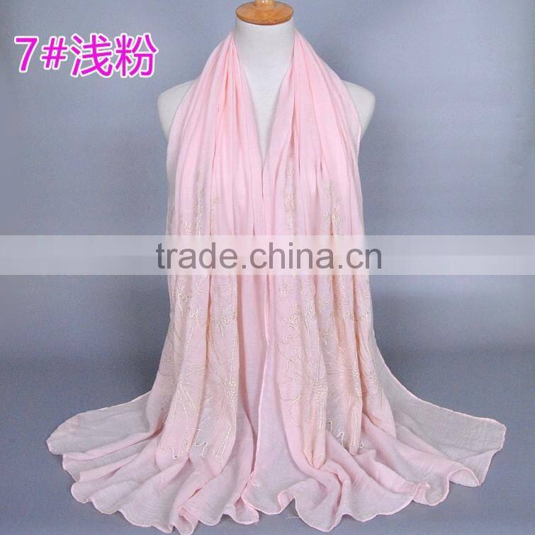Latest Design Spring Korean Fashion Embroidery Floral Shawl Women Scarf