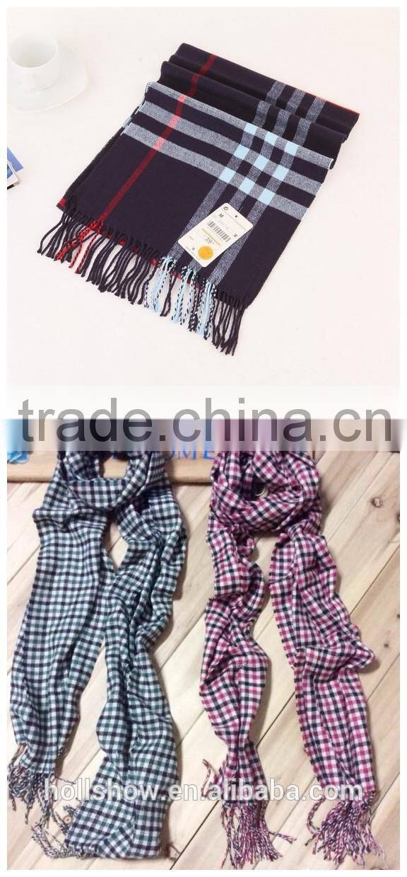 Fashion Classic Baby Boys Girls Autumn Winter Checked Plaid Knitted Scarf With Tassels