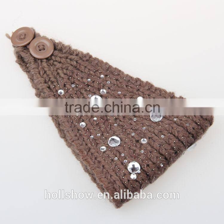 Wholesale Rhinestone Girl Hairband Headwrap Wool Knit Crochet Fashion Women Headband