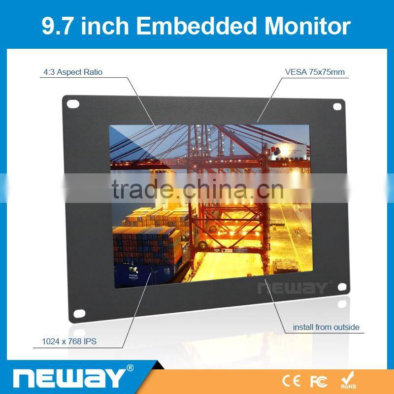 9.7 inch 1024x768 5-wires resistive touch open frame pos display