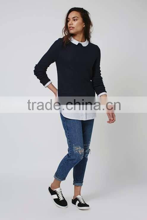 2016 Women Striped Hybrid Jumper HSS3035