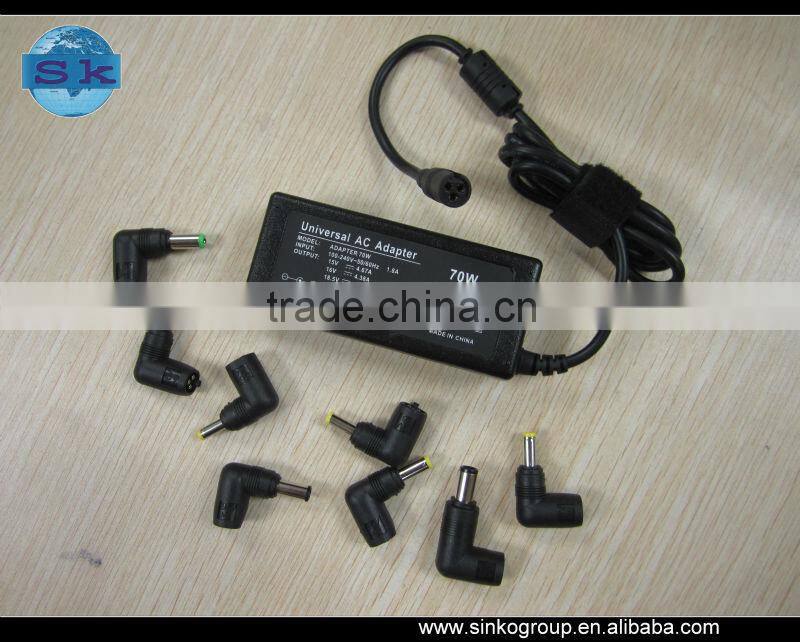 70W ac to dc automatic charger for laptop with dc 8 tips
