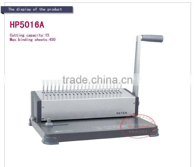 Plastic comb ring binder machine