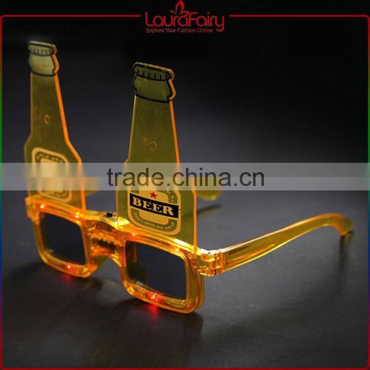 Laura Fairy Custom Logo New Design Yellow Frame Beer Bottle Shaped Party Sunglasses