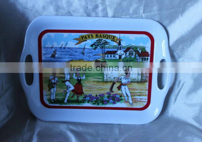 14 inch two-handled rectangular melamine tray