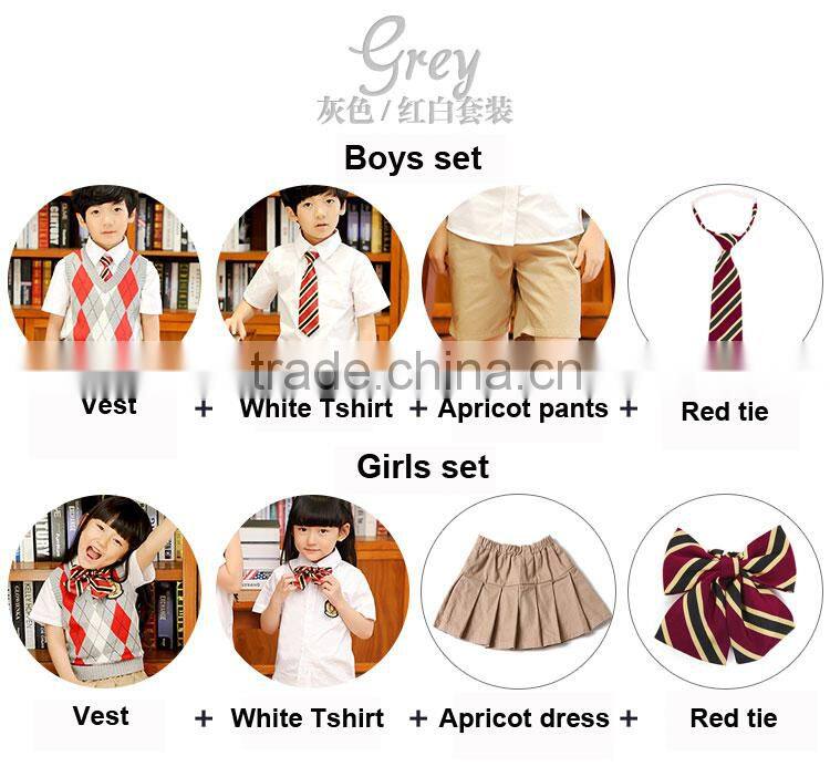 2016 New fashion woolen kids school uniforms for t shirt sexy high school uniform wholesale primary school uniform (ulik-013)