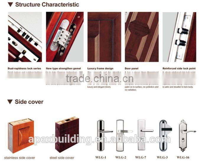 Indoor security door, steel door with home security door locks cylinder lock, metal entrance door