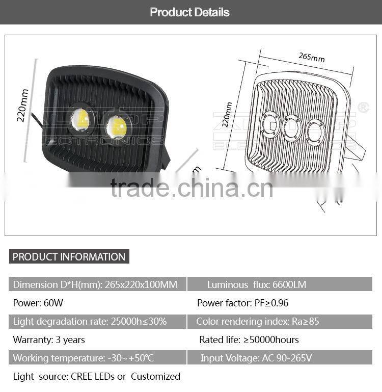 IP67 waterproof aluminum 60w stainless steel led flood light