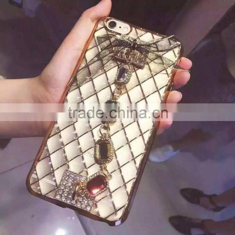 Luxury Shockproof Bling Plating Rhombus Soft TPU Cover Case For iphone 6/6 Plus