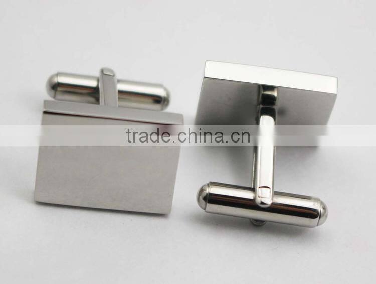 Men's business cufflinks silver rectangle cufflinks