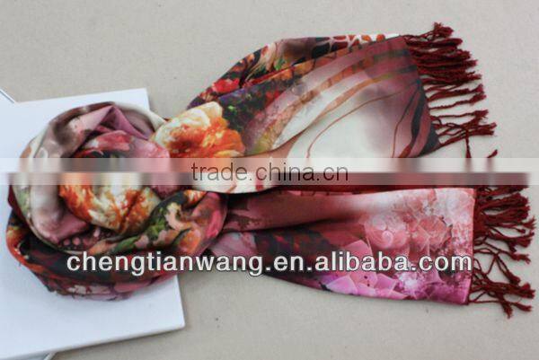 100% silk digital inkjet double scarf custom silk scarf
