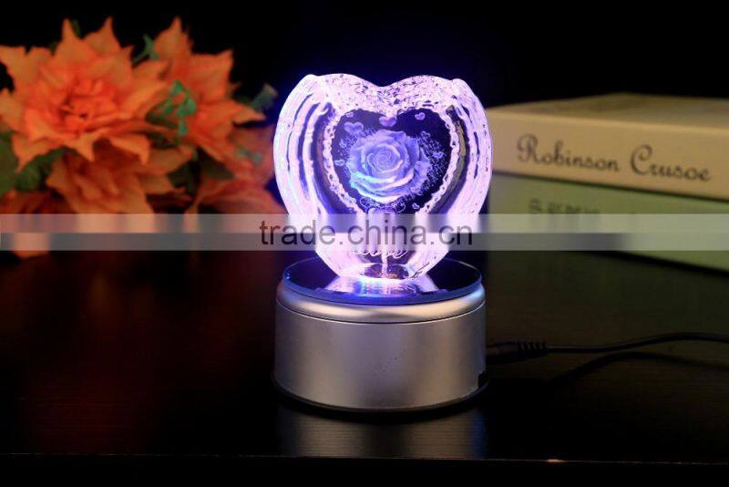 customer design elegant wedding gift 3d laser engraving crystal heart award