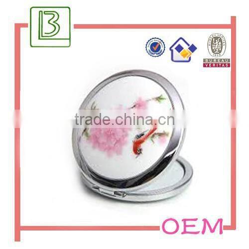 High Quality Cute Pink Polished Metal Pocket Mirror Cheap Wholesale