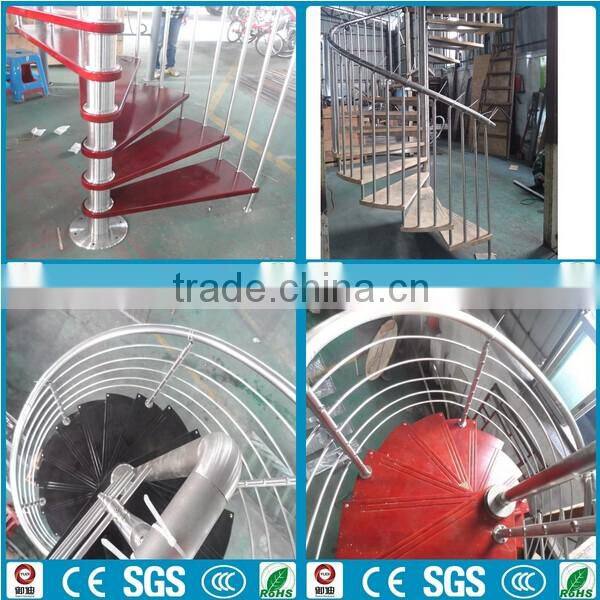 White Painting Steel Wood Used Spiral Staircase For Home and Shop