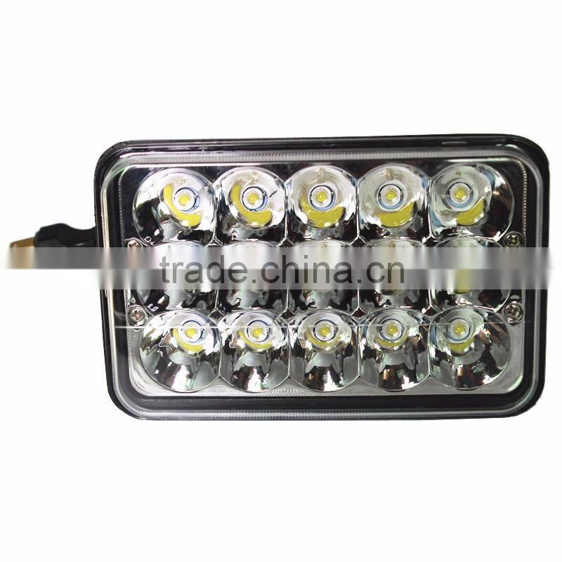 4" X 6" Rectangular Sealed 45W LED Headlight Headlamp Replacement, High/low beam H4 45w Led Work Light