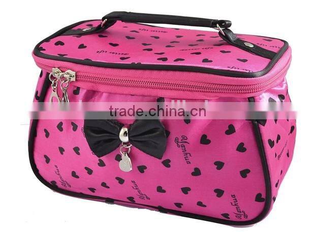 Fashion girls Satin makeup bags/girls overnight bags shenzhen factory