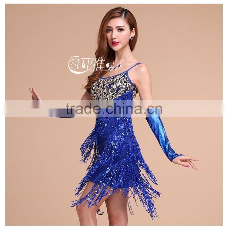 2016 High quality sexy shining tassel adult latin dance dress for women latin dance costumes on sale