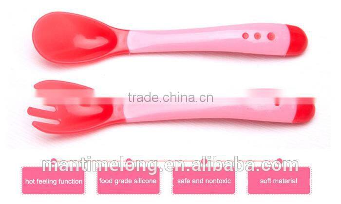 silicone baby spoon temperature sensoring spoon set baby feed tool