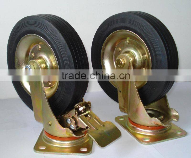 8" 200mm swivel rubber wheels for trash bins