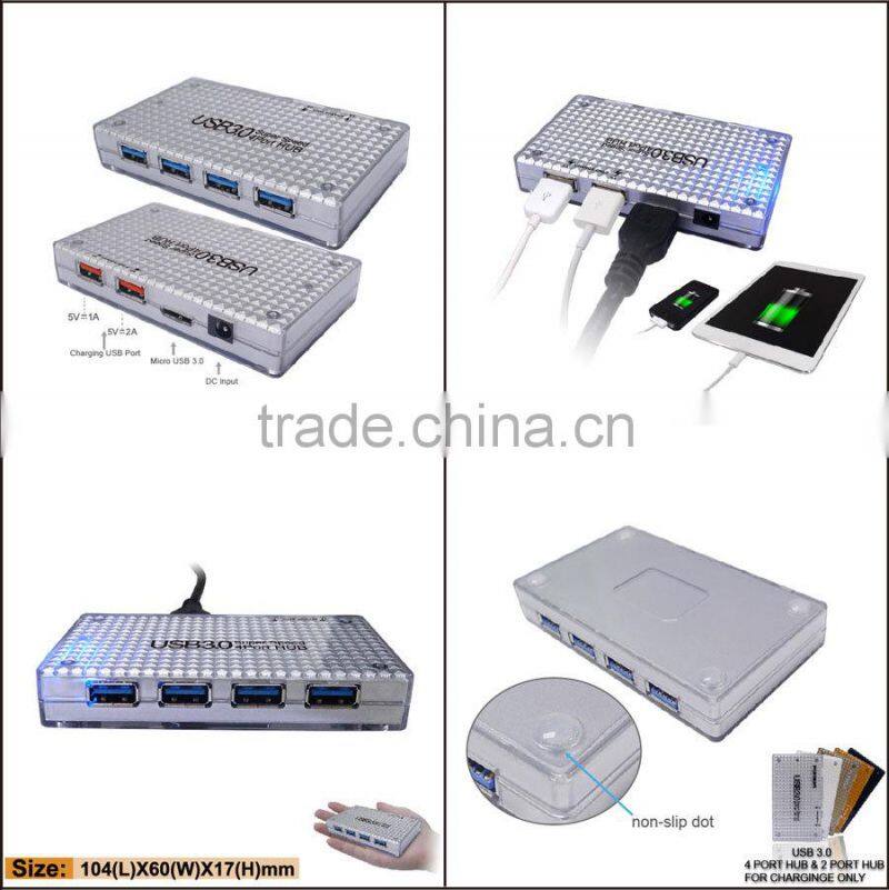 New 6 USB3.0 CHARGING HUB for tablet pc-4 PORTS 3.0 HUB +2 Ports Charging hub for mobiles and Tablets