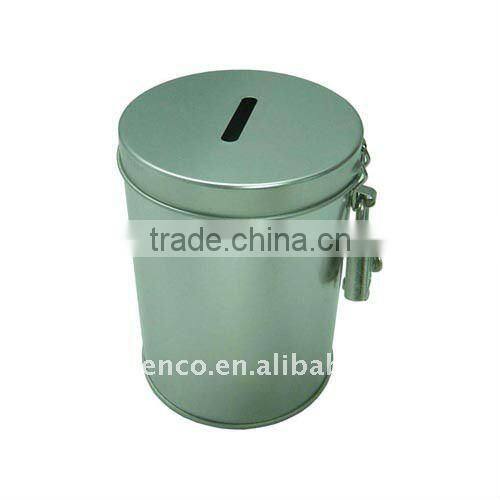 tin money box with clip lock