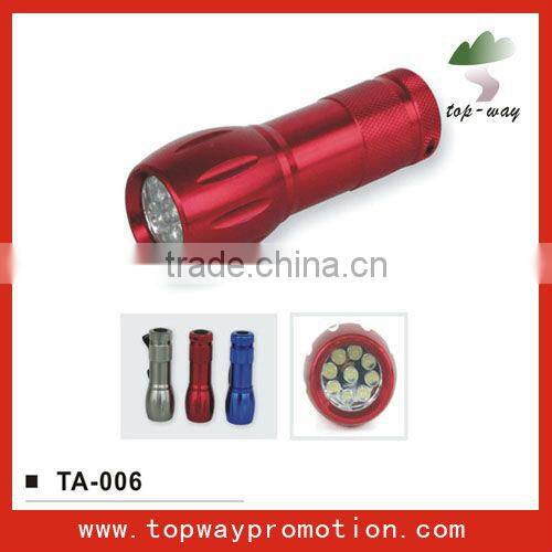 Supply all kinds cheap hot promotion aluminum 9 led flashlight