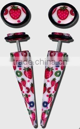 Red Fake Plug with Crystal stone