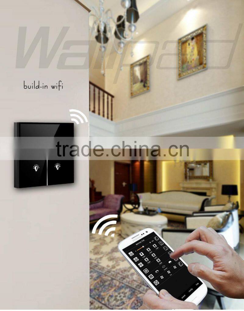Hot Sales Wallpad White Glass LED 110~250V Wireless 3 Gang Wifi Electrical Power Remote Control Speed Rotary Fan Wall Switch