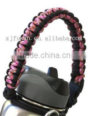 Wholesale 550lb 7 Inner Strands Paracord Handmade Reticular Bottle Cover Paracord Cup Bottle Carrier Survival Rope Bottle Sling