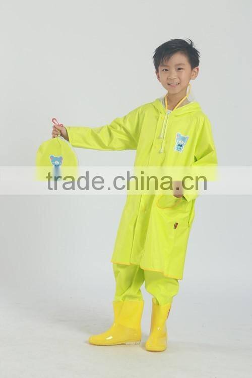 school kids use school bag raincoat