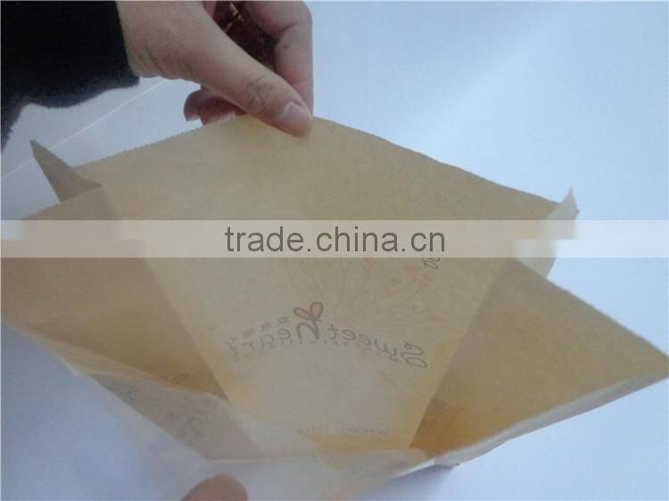 Clear window food packing brown bread packaging paper bag with side gusset