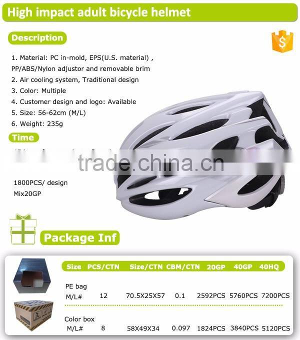 PC in mold high impact black eps adult bicycle helmet