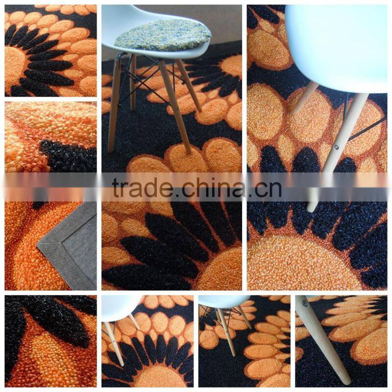 New design Orange colour 3D tufted carpets for home