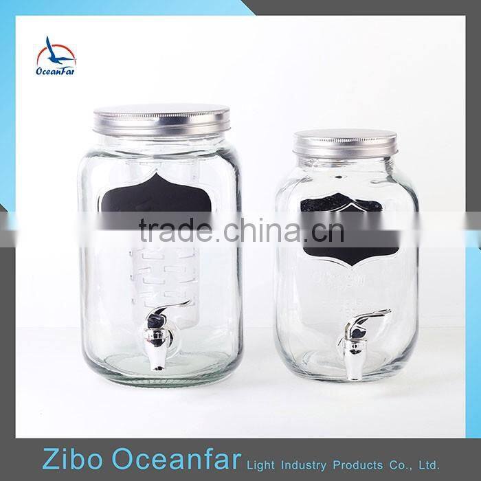 Eco-friendly Glass Wine Dispenser Clear Glass Beverage Dispenser Jar Square Juice Jars With Tap