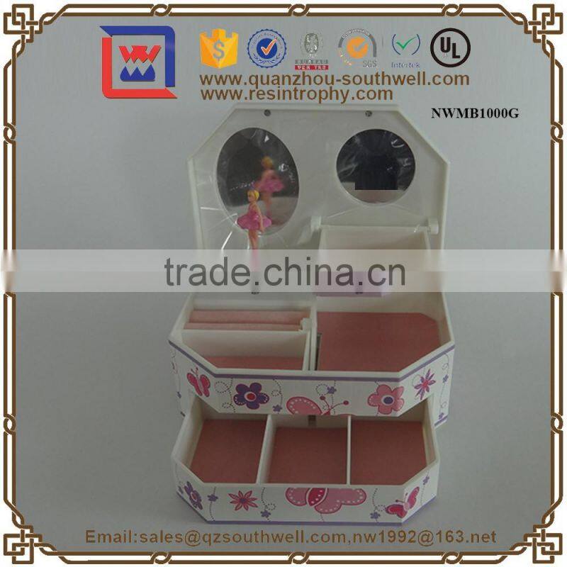 Promotion Custom Logo Stamped Plastic Jewelry Box Music Box With Ballerina