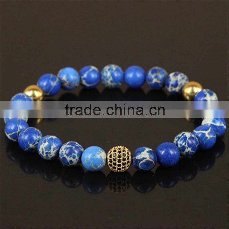 kjl-cst7 wholesale New design charm gold microscope beads men bracelet natural 8mm regalite stone beads women bracelet