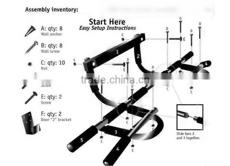 High Quality Cheap Door Iron Material Gym Pull Up Bar For Indoor Gym Exercise H0247
