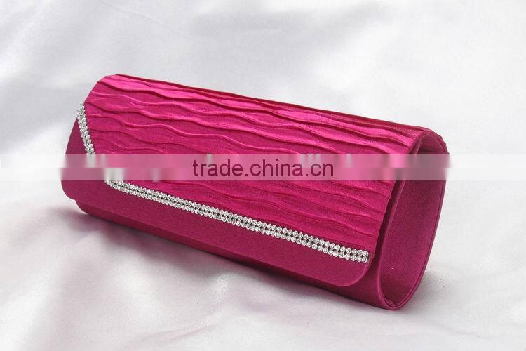 ladies simple style rhinestone handbag ruffled party satin bag