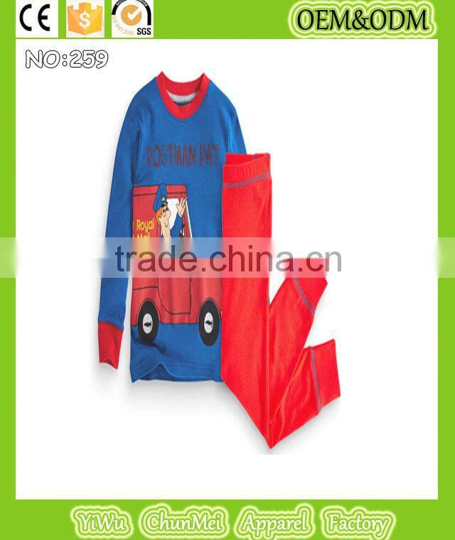 2015 new high quality kids clothes postman printed pajamas baby girls boys cotton pyjamas children long sleeve sleepwear