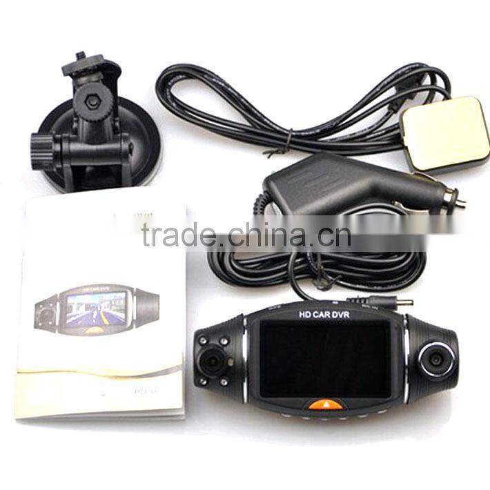 1080P Dash HD DVR GPS tracking plotter 2.7 Inch HD R310 Camera Car Rotate 170 Degree G-sensor Night Vision TFT LCD Dual 2 Lens