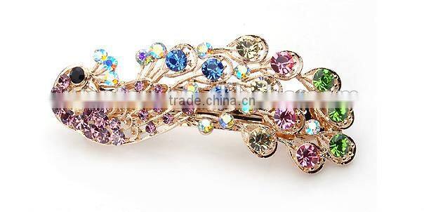 Rhinestone Peacock Barrette Hair headdress