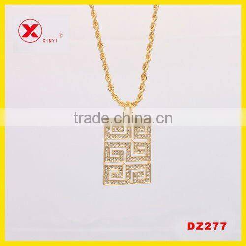 18kgp rhinestone gold heart necklace allah pendant Islamic jewelry
