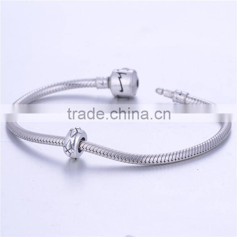STY004 Silver Clip On Lock Stopper Beads Fit Snake Charm Bracelet