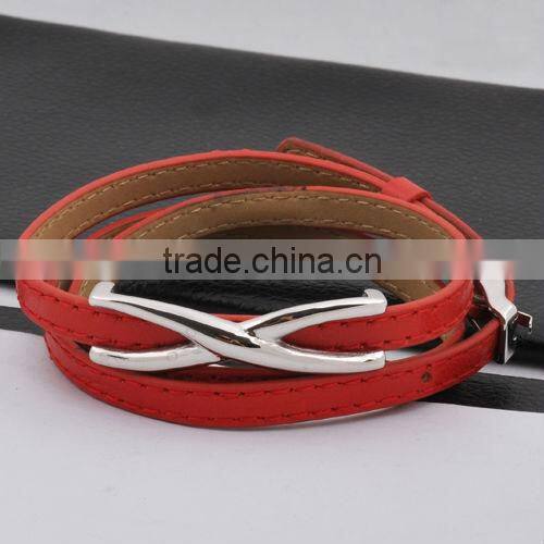 Beautiful Genuine Leather Bracelet With Stainless Steel Love Charm(GB10287)