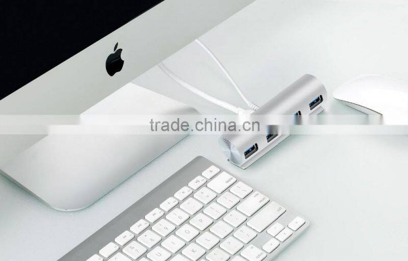 Hi-Speed Aluminum 4 port usb 3.0 hub from usb hub suppliers with Led Light