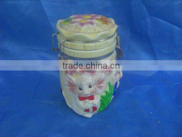 ceramic seal jar with embossed