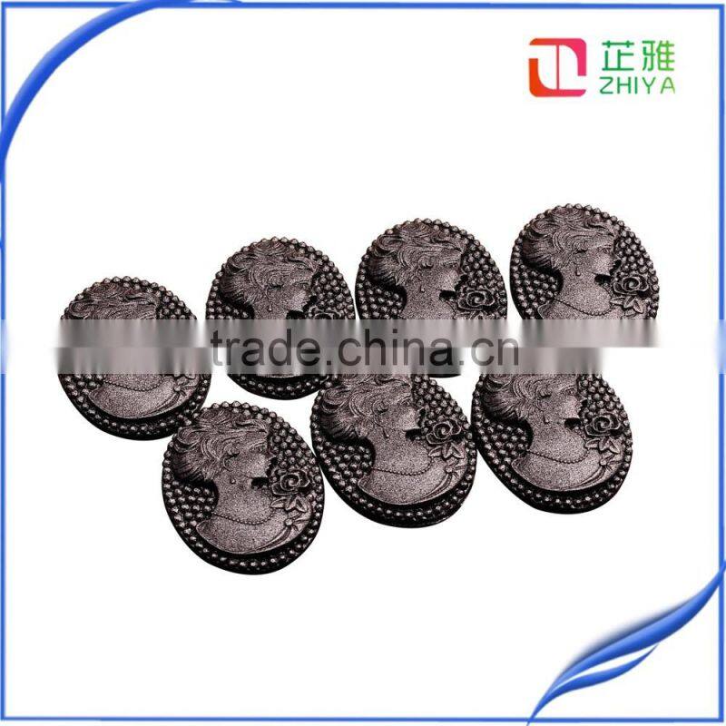 sell hot attractive resin lady cameo,loose falt back resin cameos for accessories