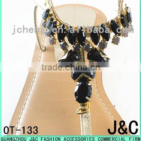 new arrival jet color acrylic decorated shoe ornament/ shoe accessory/ shoe trim